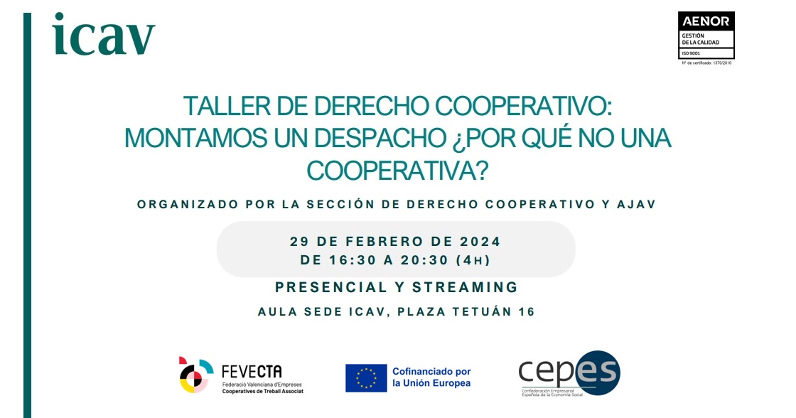 Taller de Derecho Cooperativo: 'Montamos un despacho, ¿por qué no una cooperativa?'